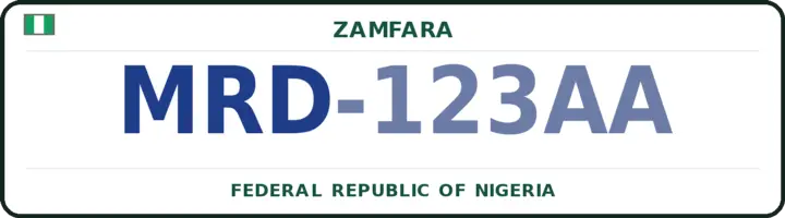 Nigerian number plate with the MRD code — Maradun, Zamfara