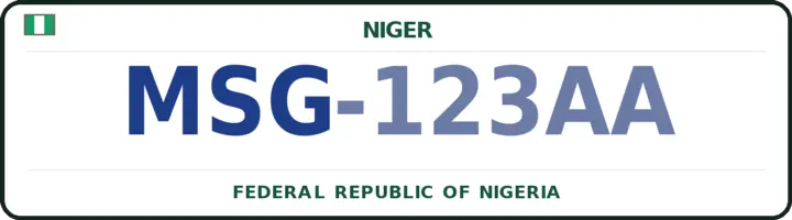 Nigerian number plate with the MSG code — Mashegu, Niger