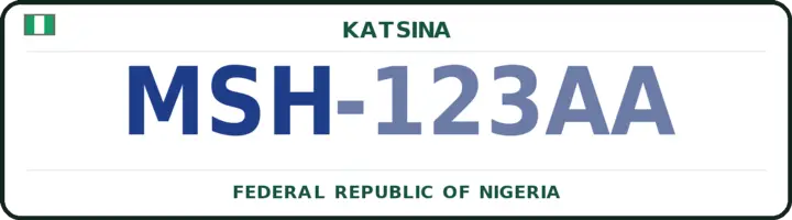 Nigerian number plate with the MSH code — Mashi, Katsina