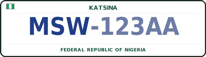 Nigerian number plate with the MSW code — Musawa, Katsina