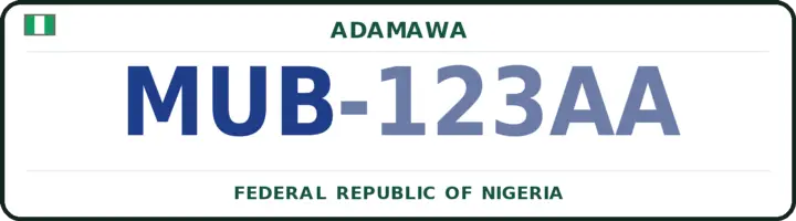 Nigerian number plate with the MUB code — Mubi-North, Adamawa