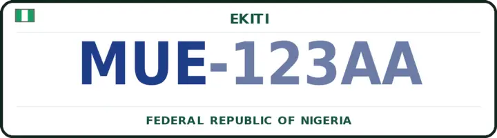 Nigerian number plate with the MUE code — Ekiti-East, Ekiti