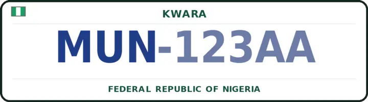 Nigerian number plate with the MUN code — Irepodun, Kwara