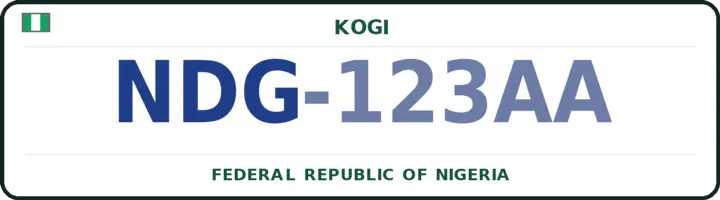 Nigerian number plate with the NDG code — Ibaji, Kogi