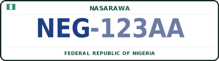 Nigerian number plate with the NEG code — Nasarawa-Eggon, Nasarawa