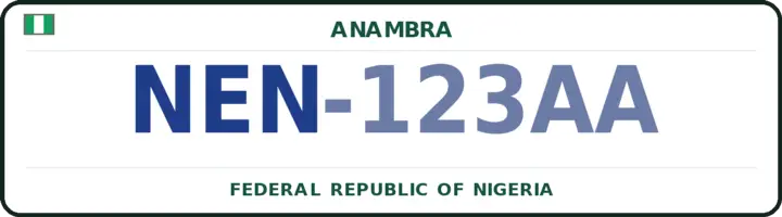 Nigerian number plate with the NEN code — Anaocha, Anambra