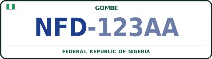 Nigerian number plate with the NFD code — Nafada, Gombe