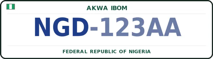 Nigerian number plate with the NGD code — Ibesikpo-Asutan, Akwa Ibom