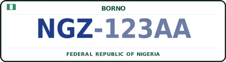 Nigerian number plate with the NGZ code — Nganzai, Borno