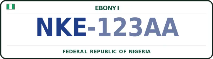 Nigerian number plate with the NKE code — Ezza-South, Ebonyi
