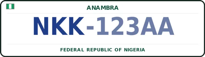 Nigerian number plate with the NKK code — Ayamelum, Anambra