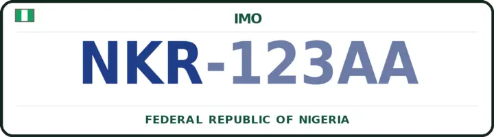 Nigerian number plate with the NKR code — Nkwerre, Imo