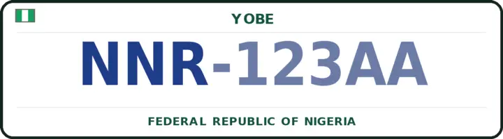 Nigerian number plate with the NNR code — Nangere, Yobe