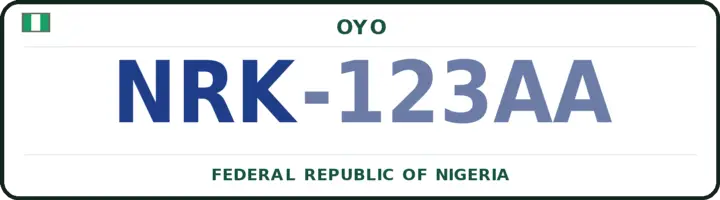 Nigerian number plate with the NRK code — Ibadan-North-West, Oyo