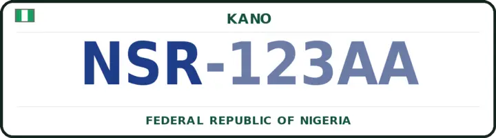 Nigerian number plate with the NSR code — Nassarawa, Kano