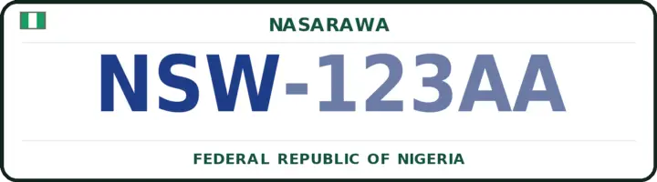 Nigerian number plate with the NSW code — Nasarawa, Nasarawa