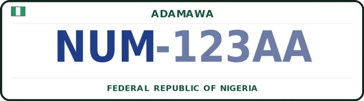 Nigerian number plate with the NUM code — Numan, Adamawa