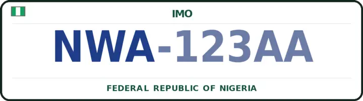 Nigerian number plate with the NWA code — Mbaitoli, Imo