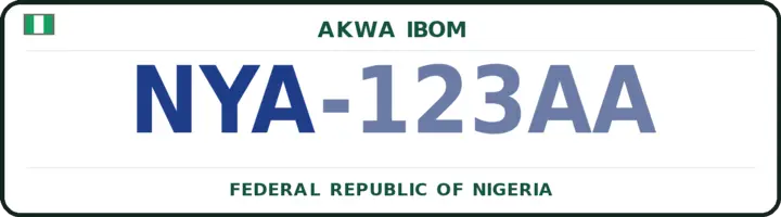 Nigerian number plate with the NYA code — Ika, Akwa Ibom