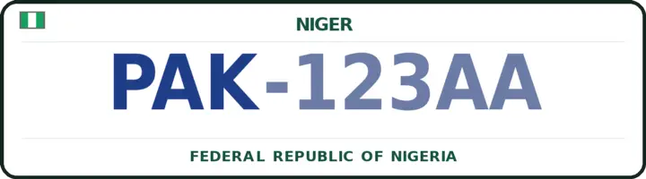 Nigerian number plate with the PAK code — Paikoro, Niger