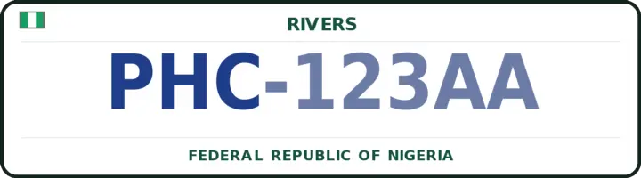 Nigerian number plate with the PHC code — Port-Harcourt, Rivers
