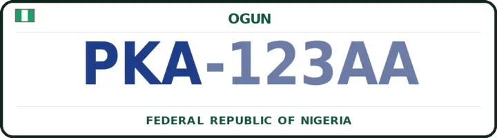 Nigerian number plate with the PKA code — Ipokia, Ogun