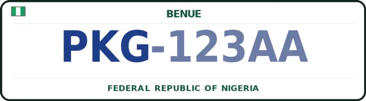 Nigerian number plate with the PKG code — Okpokwu, Benue