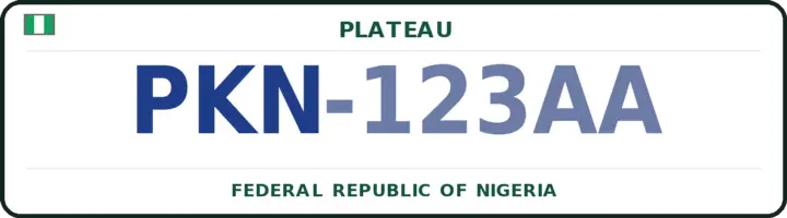 Nigerian number plate with the PKN code — Pankshin, Plateau