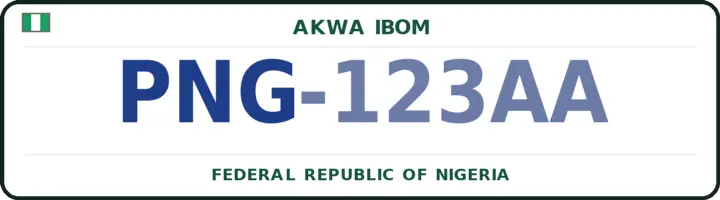 Nigerian number plate with the PNG code — Ibeno, Akwa Ibom