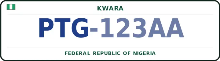 Nigerian number plate with the PTG code — Pategi, Kwara