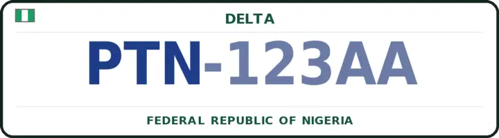 Nigerian number plate with the PTN code — Patani, Delta