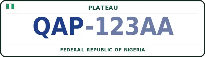 Nigerian number plate with the QAP code — Qua'An-Pan, Plateau