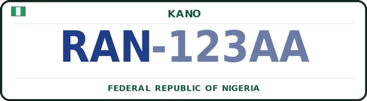 Nigerian number plate with the RAN code — Rano, Kano