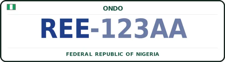 Nigerian number plate with the REE code — Odigbo, Ondo