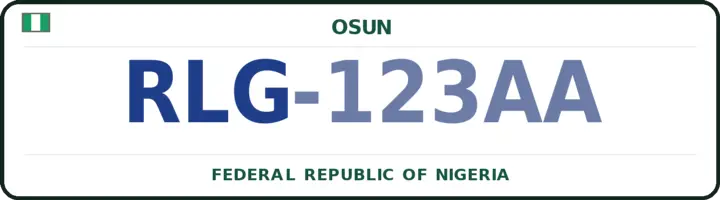 Nigerian number plate with the RLG code — Irepodun, Osun