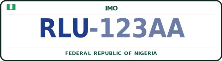 Nigerian number plate with the RLU code — Orlu, Imo