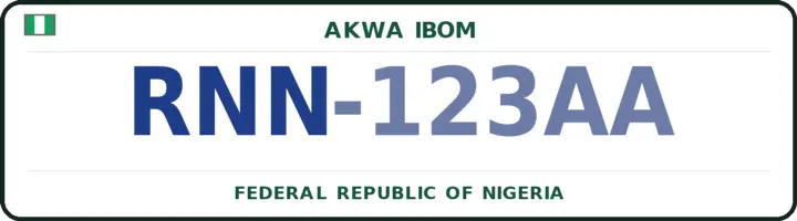 Nigerian number plate with the RNN code — Oron, Akwa Ibom
