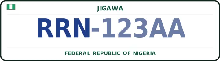 Nigerian number plate with the RRN code — Roni, Jigawa
