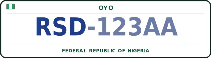 Nigerian number plate with the RSD code — Surulere, Oyo