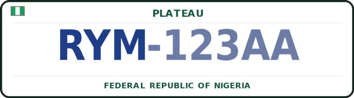 Nigerian number plate with the RYM code — Riyom, Plateau