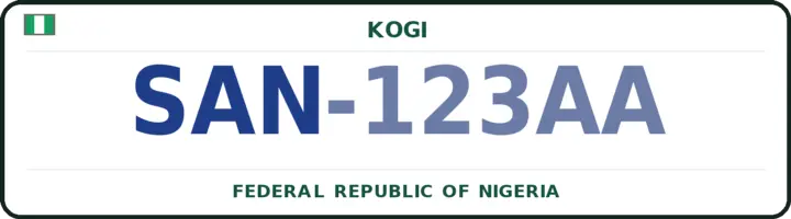 Nigerian number plate with the SAN code — Yagba East, Kogi