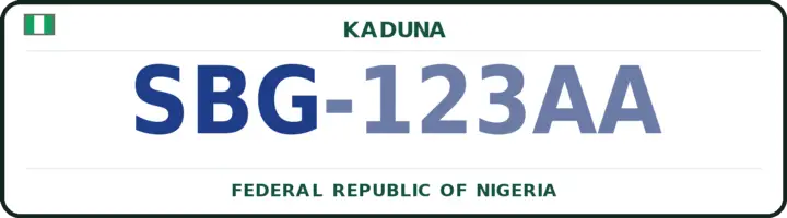 Nigerian number plate with the SBG code — Sabon-Gari, Kaduna