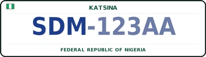 Nigerian number plate with the SDM code — Sandamu, Katsina