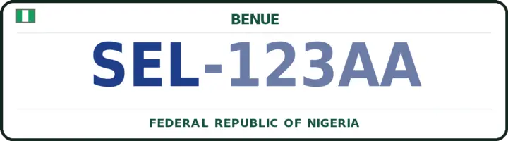 Nigerian number plate with the SEL code — Ushongo, Benue