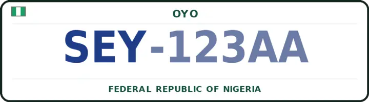 Nigerian number plate with the SEY code — Iseyin, Oyo