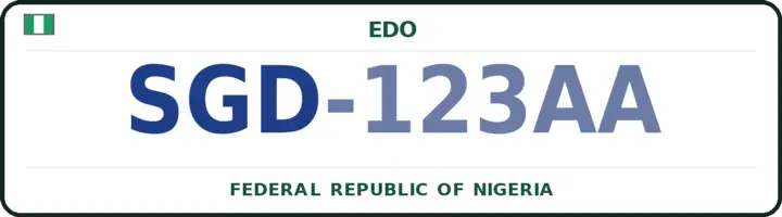Nigerian number plate with the SGD code — Owan-West, Edo