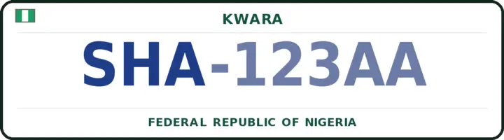 Nigerian number plate with the SHA code — Ifelodun, Kwara