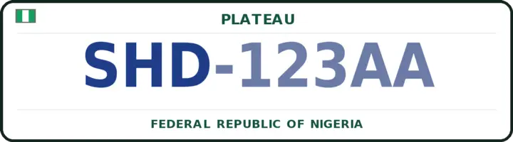 Nigerian number plate with the SHD code — Shendam, Plateau