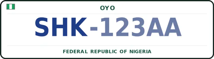 Nigerian number plate with the SHK code — Saki-West, Oyo