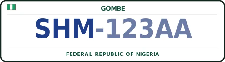 Nigerian number plate with the SHM code — Shomgom, Gombe